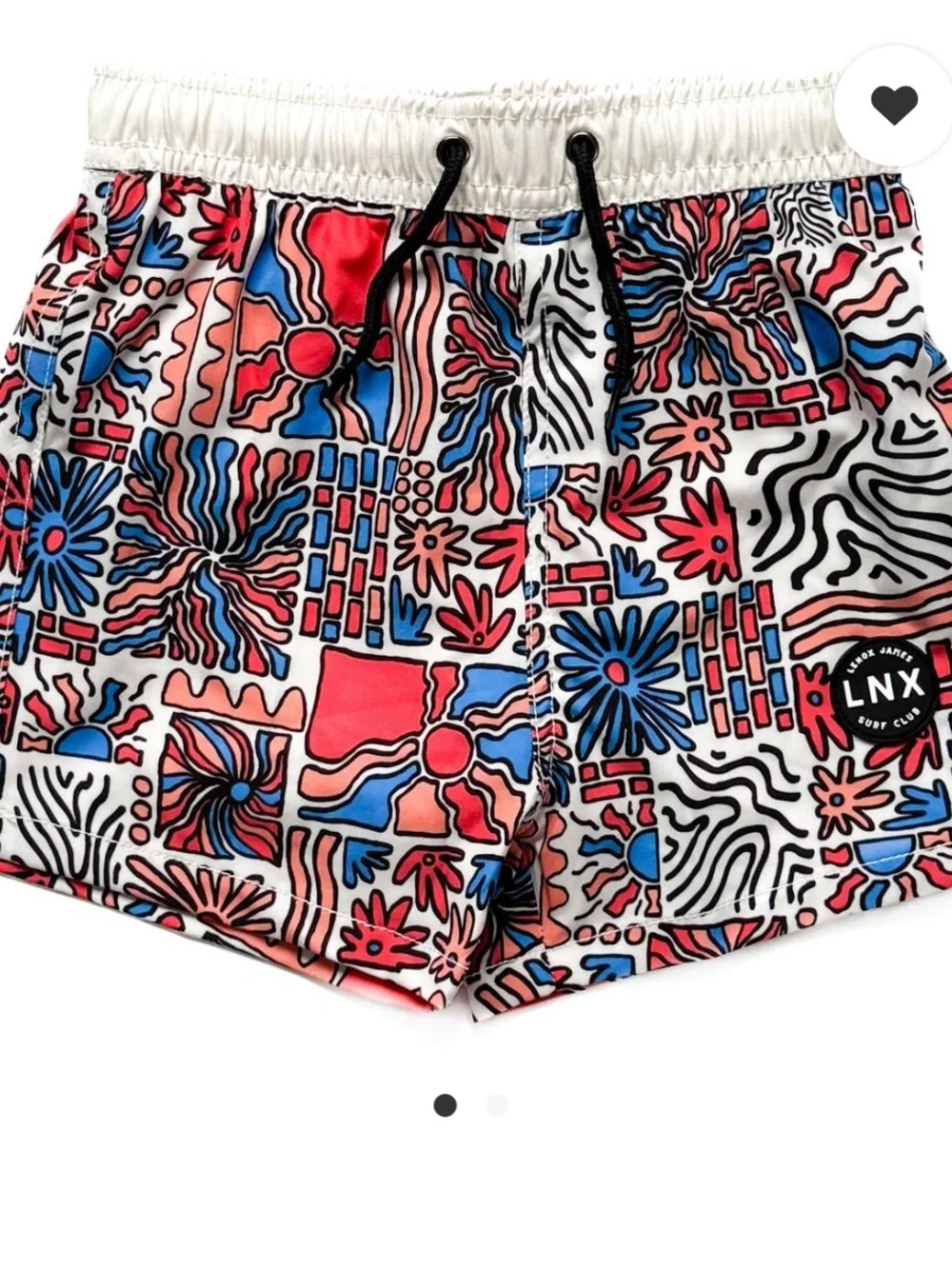 Kids Swim Trunks — White Multi Floral Patch Print